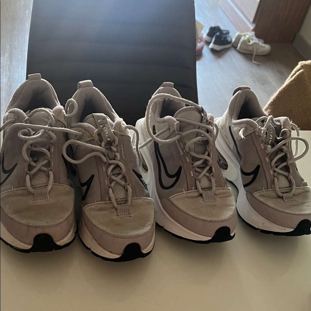 Nike Cream and Black Running Shoes